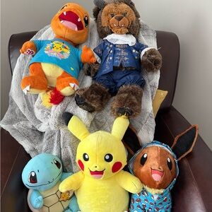 Build-A-Bear Pokemon Plush Set - Yellow, Orange, Blue, Brown